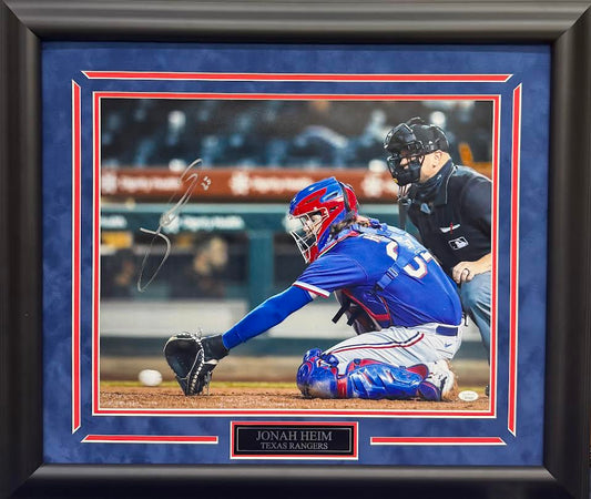 Jonah Heim Autographed Hand Signed Custom Framed 16x20 Texas Rangers Photo - JSA COA
