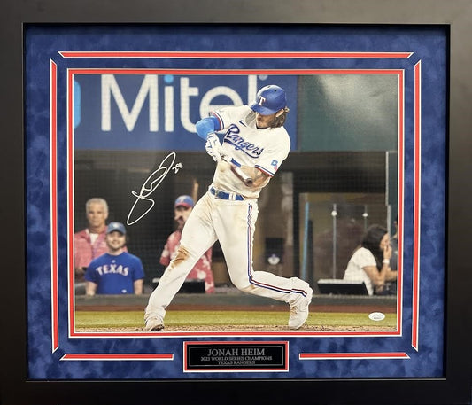 Jonah Heim Autographed Hand Signed Custom Framed 16x20 Texas Rangers Photo - JSA COA