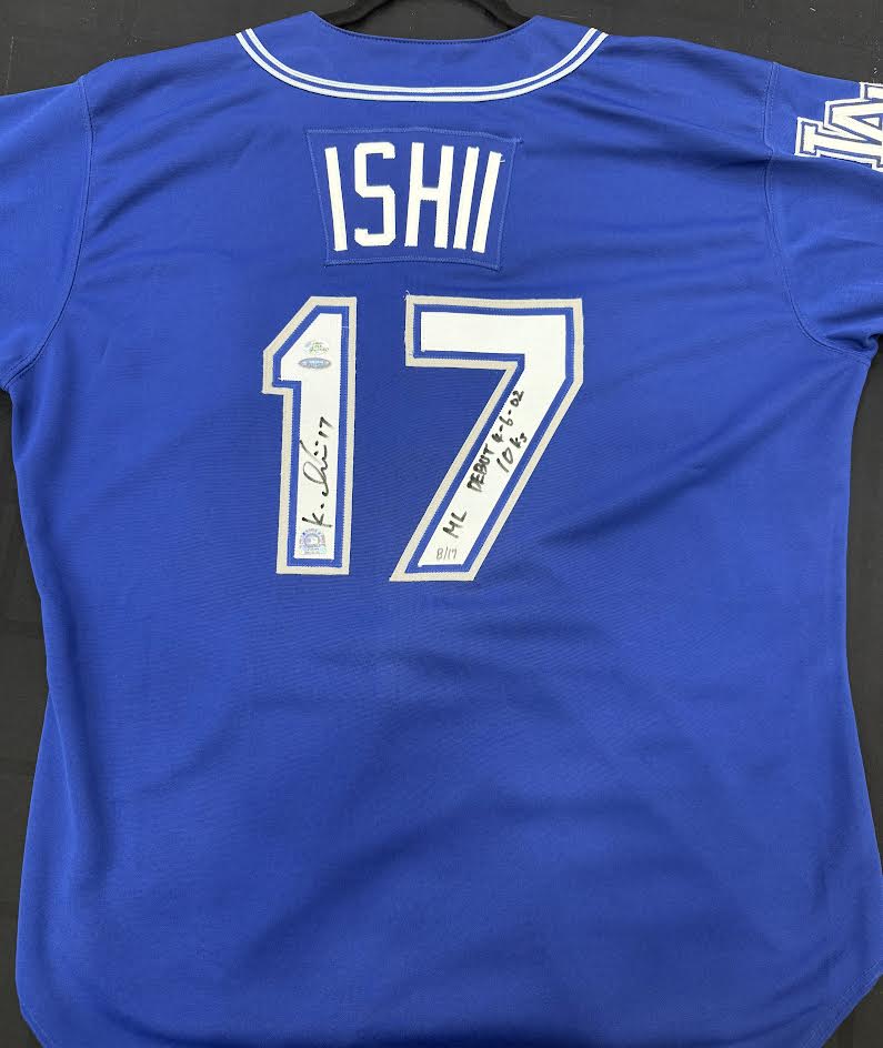Kaz Ishii Autographed Hand Signed Custom Los Angeles Dodgers Jersey W/ Insc. - Tristar COA
