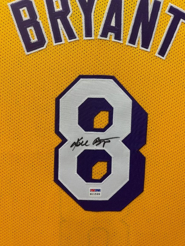 Kobe Bryant Autographed Hand Signed Custom Framed LA Lakers #8 Jersey (Custom Mamba Logo) - PSA/DNA COA