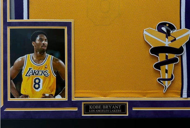Kobe Bryant Autographed Hand Signed Custom Framed LA Lakers #8 Jersey (Custom Mamba Logo) - PSA/DNA COA