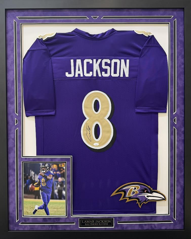 Lamar Jackson Autographed Hand Signed Custom Framed Baltimore Ravens Jersey - JSA COA
