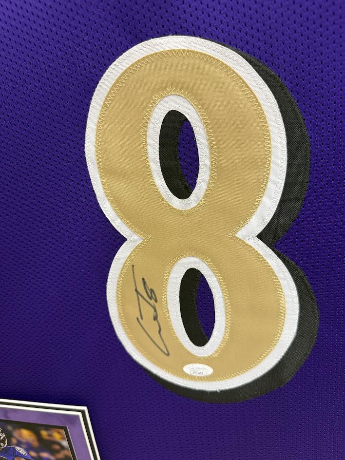 Lamar Jackson Autographed Hand Signed Custom Framed Baltimore Ravens Jersey - JSA COA