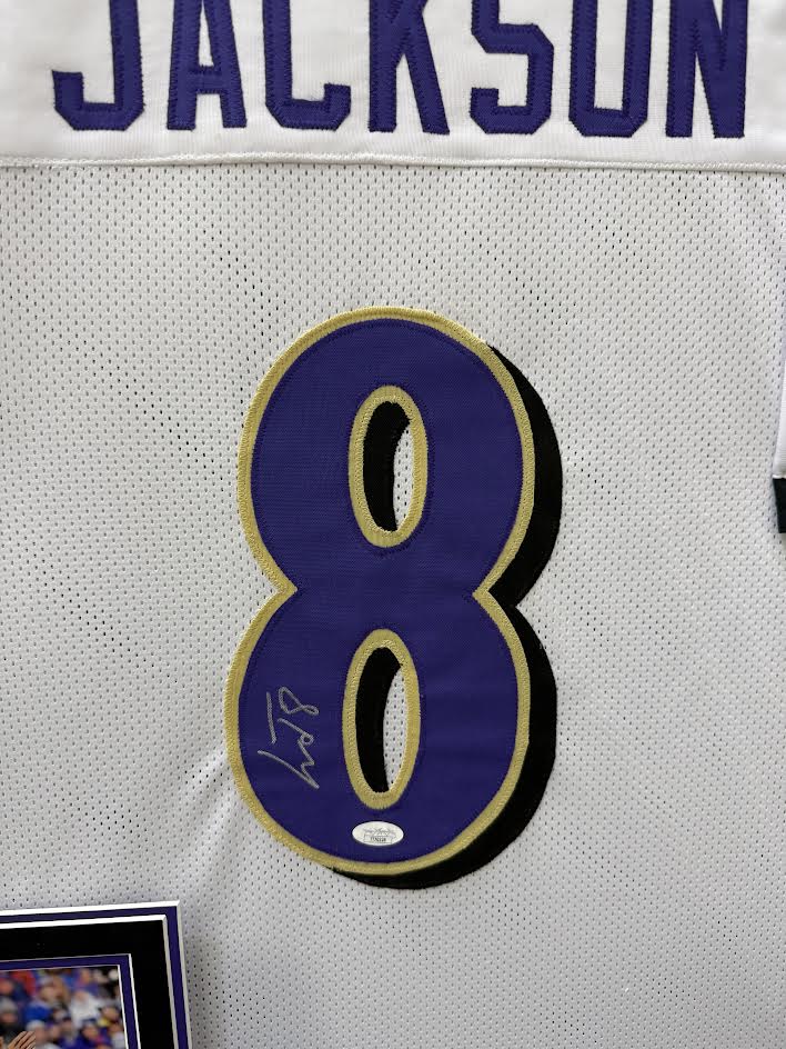 Lamar Jackson Autographed Hand Signed Custom Framed Baltimore Ravens Jersey - JSA COA