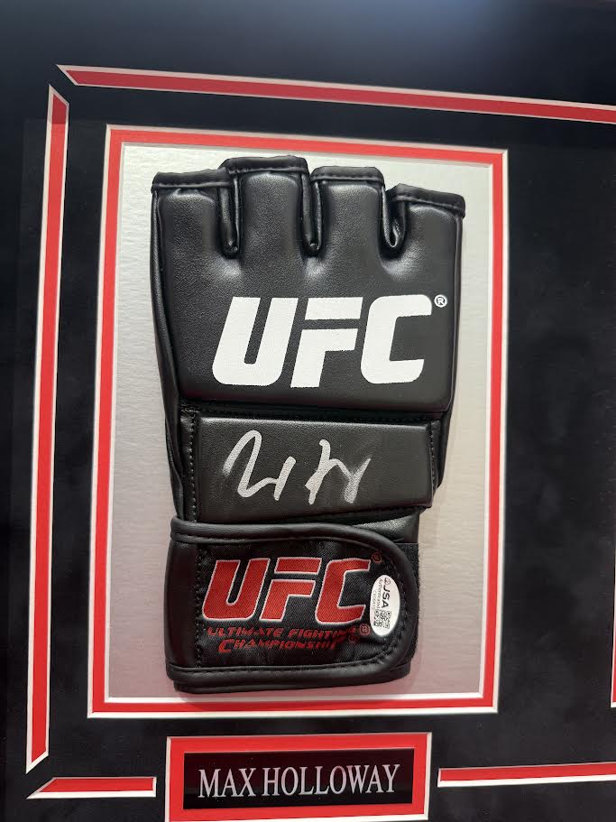 Max Holloway Autographed Hand Signed Custom Framed UFC Glove - JSA COA