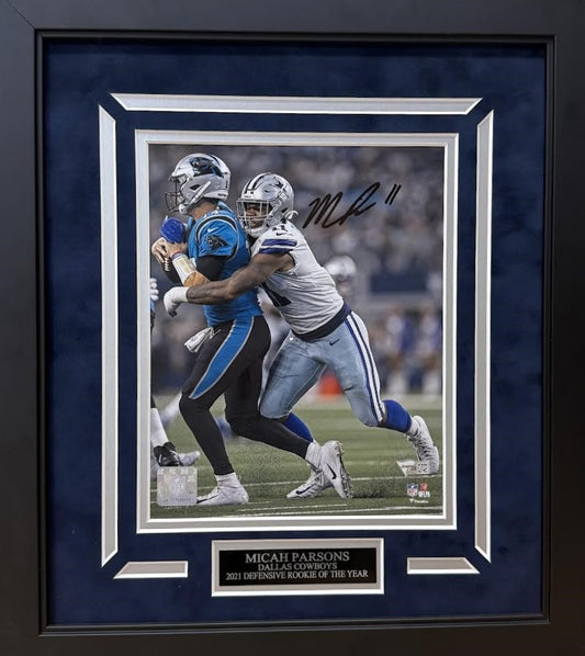 Micah Parsons Autographed Hand Signed Custom Framed 8x10 Dallas Cowboys Photo - Fanatics COA