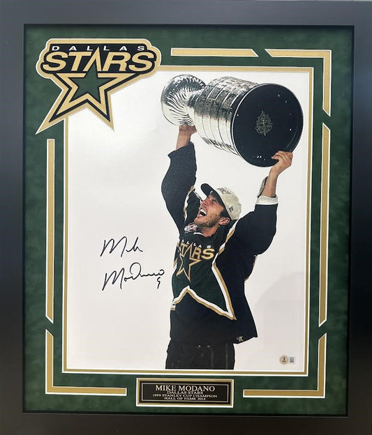 Mike Modano Autographed Hand Signed Custom Framed 16x20 Dallas Stars Photo - Beckett COA