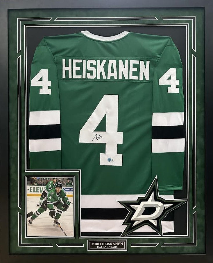 Miro Heiskanen Autographed Hand Signed Custom Framed Dallas Stars Jersey - Beckett COA