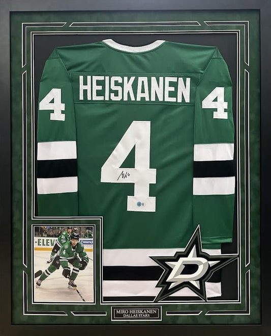 Miro Heiskanen Autographed Hand Signed Custom Framed Dallas Stars Jersey - Beckett COA