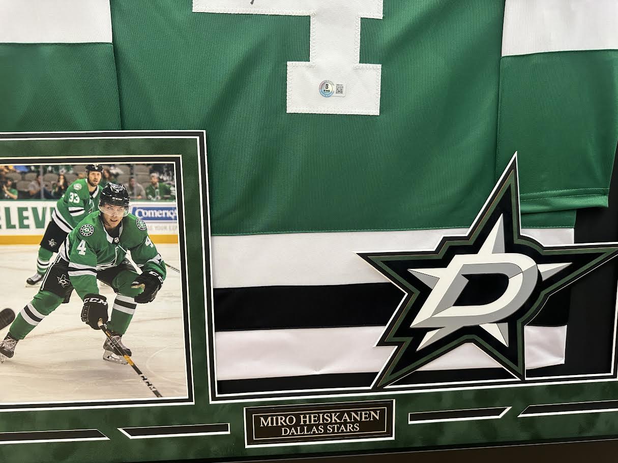 Miro Heiskanen Autographed Hand Signed Custom Framed Dallas Stars Jersey - Beckett COA