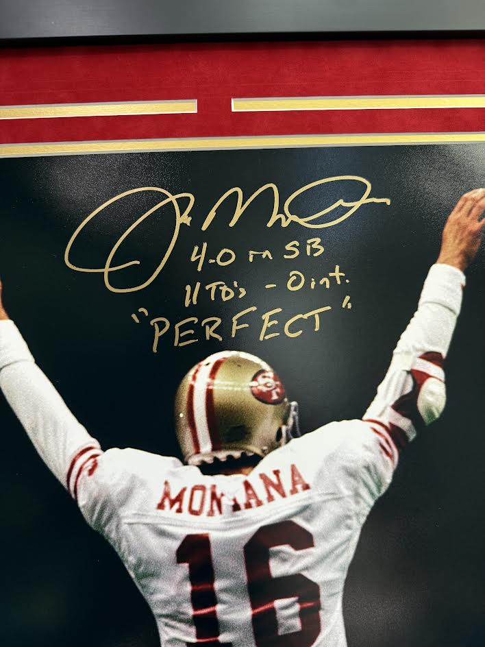 Joe Montana Autographed Hand Signed Custom Framed SF 49ers 16x20 Photo - PSA/DNA COA