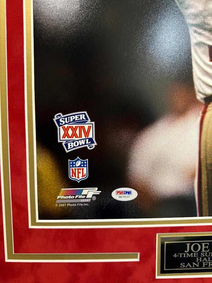 Joe Montana Autographed Hand Signed Custom Framed SF 49ers 16x20 Photo - PSA/DNA COA