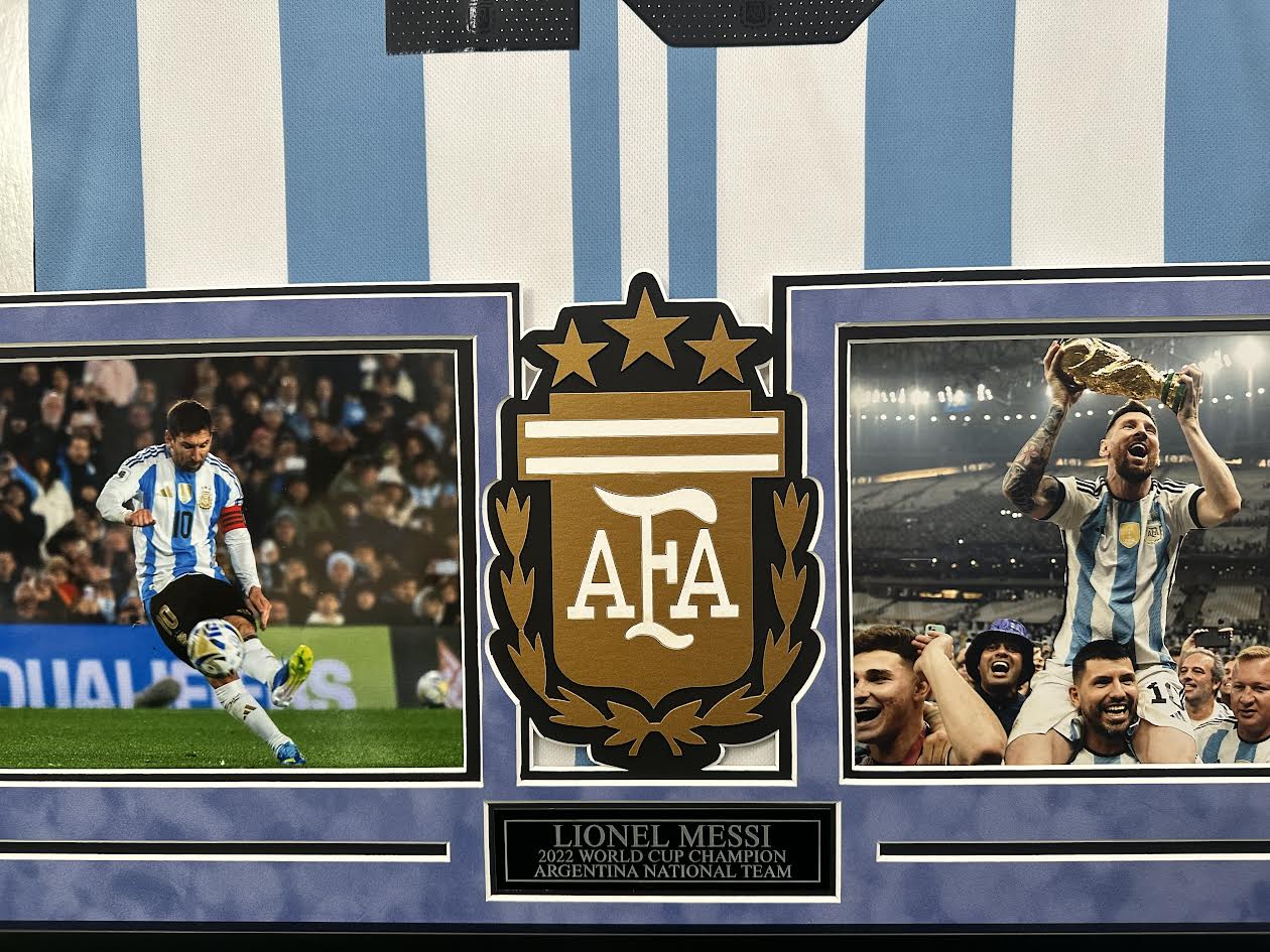 Lionel Messi Autographed Hand Signed Custom Framed Argentina Jersey - Beckett COA