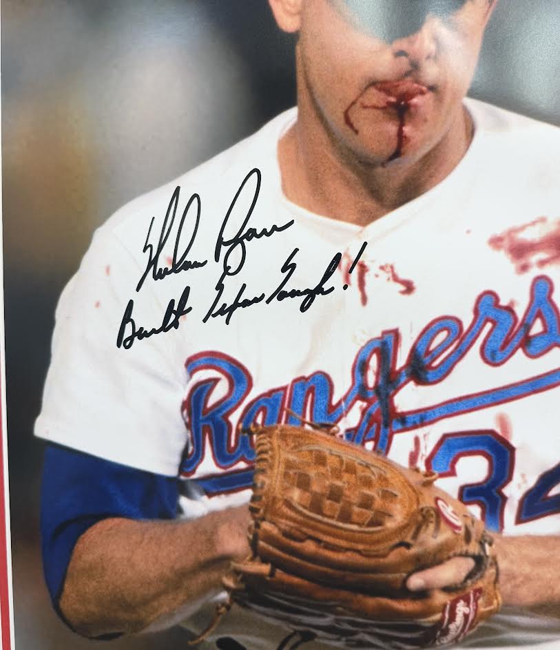 Nolan Ryan Autographed Hand Signed Custom Framed 16x20 Texas Rangers Photo - Nolan Holo