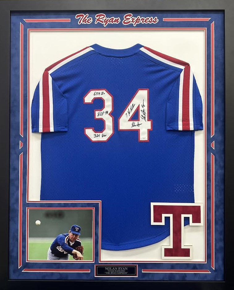 Nolan Ryan Autographed Hand Signed Custom Framed Texas Rangers Jersey - Nolan Hologram