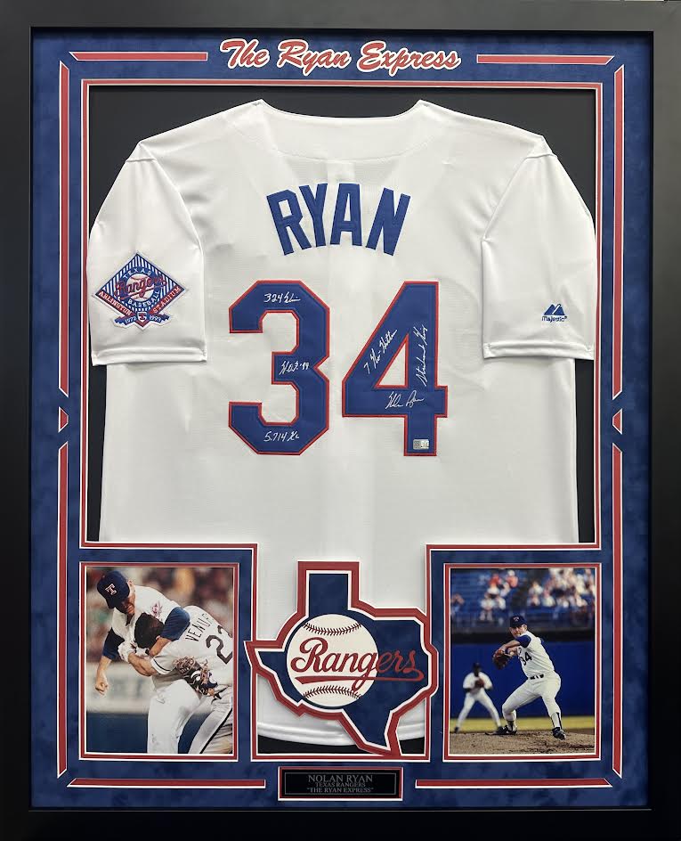 Nolan Ryan Autographed Hand Signed Custom Framed Texas Rangers Jersey - Nolan Holo