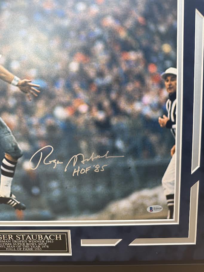 Roger Staubach Autographed Hand Signed Custom Framed 16x20 Dallas Cowboys Photo - Beckett COA