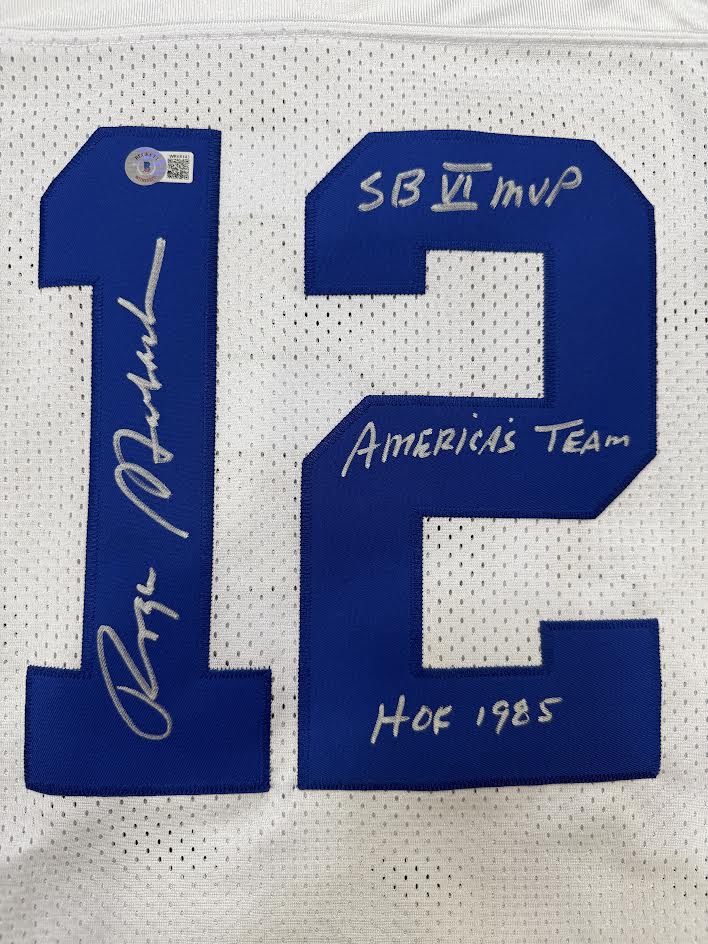 Roger Staubach Autographed Hand Signed Custom Dallas Cowboys Jersey W/ 3 Insc. - Beckett COA