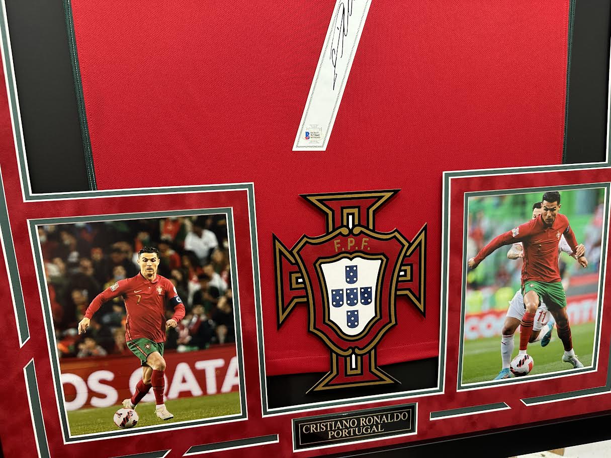 Cristiano Ronaldo Autographed Hand Signed Custom Framed Portugal Jersey - Beckett COA
