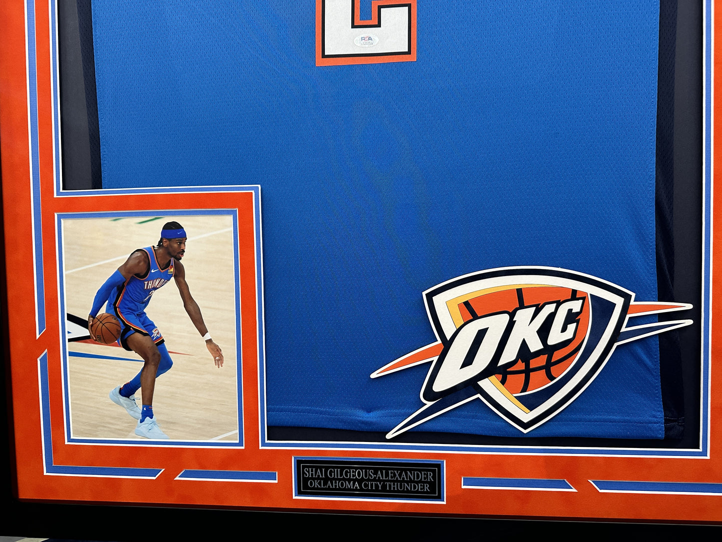 Shai Gilgeous-Alexander Autographed Hand Signed Custom Framed Oklahoma City Thunder Jersey - PSA COA
