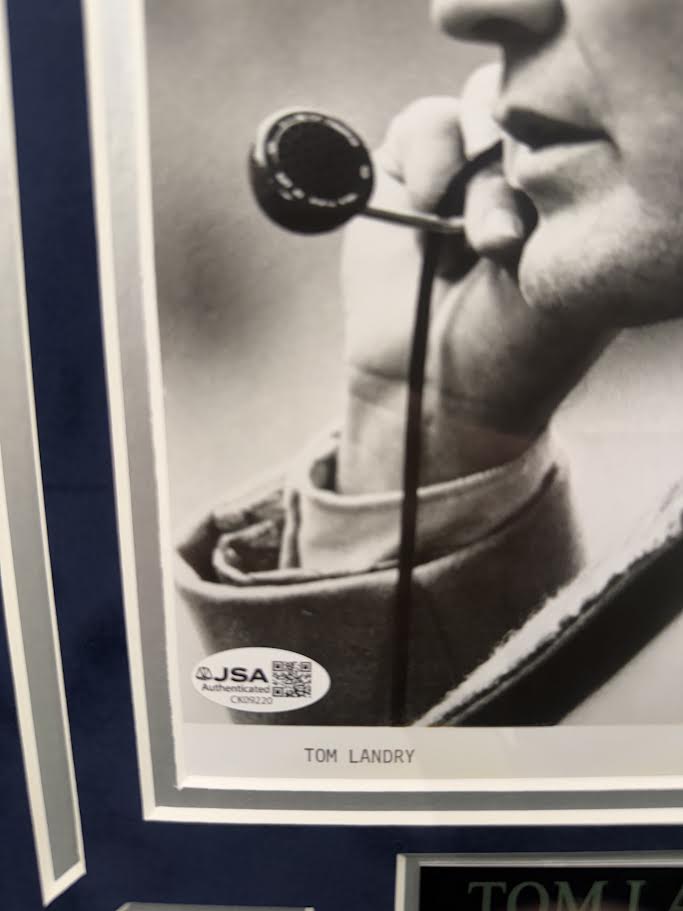 Tom Landry Autographed Hand Signed Custom Framed 8x10 Dallas Cowboys Photo - JSA COA