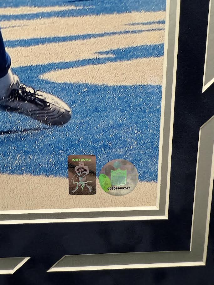 Tony Romo Autographed Hand Signed Custom Framed 16x20 Dallas Cowboys Photo - Romo Hologram