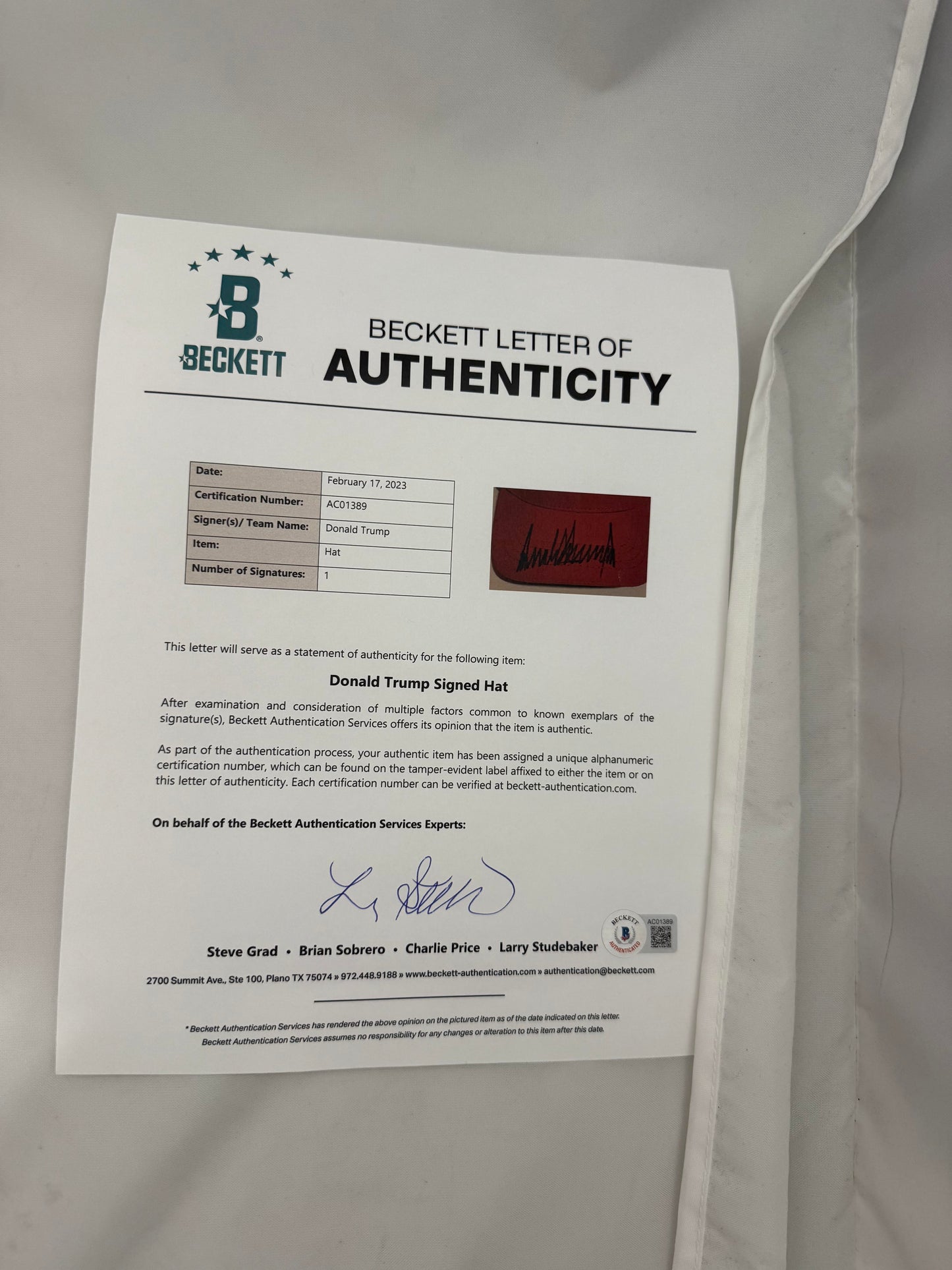 Donald Trump Autographed Hand Signed "MAGA" Red Hat - Beckett LOA