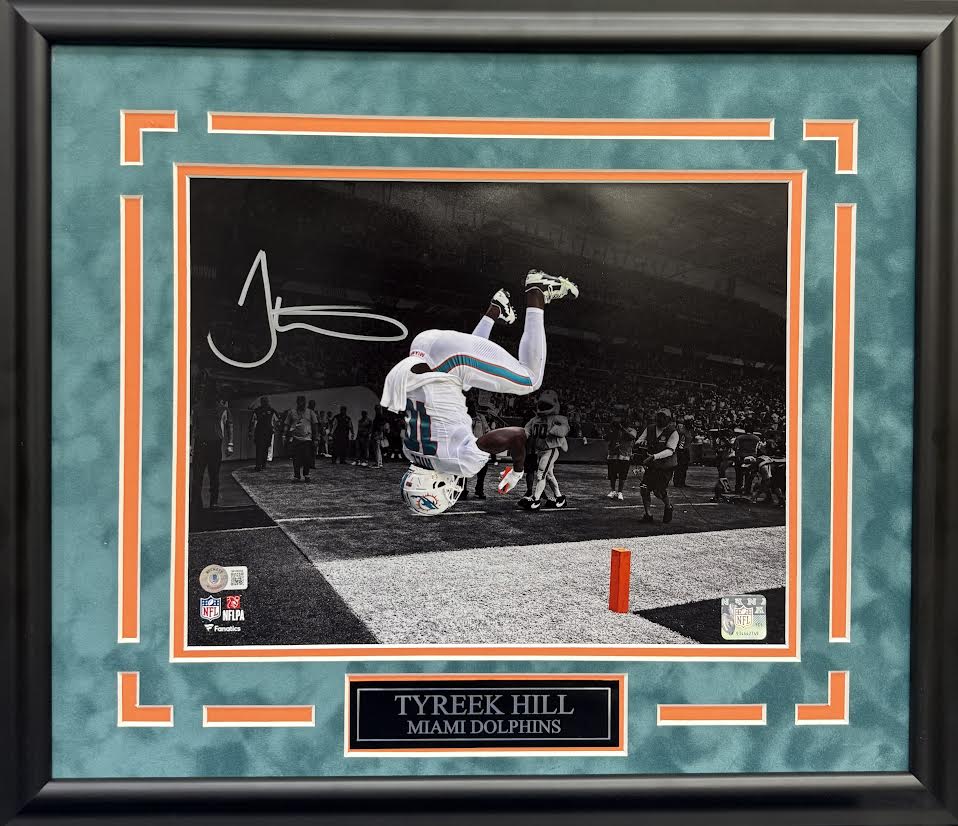 Tyreek Hill Autographed Hand Signed Custom Framed 11x14 Miami Dolphins Photo - Beckett COA
