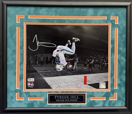 Tyreek Hill Autographed Hand Signed Custom Framed 11x14 Miami Dolphins Photo - Beckett COA