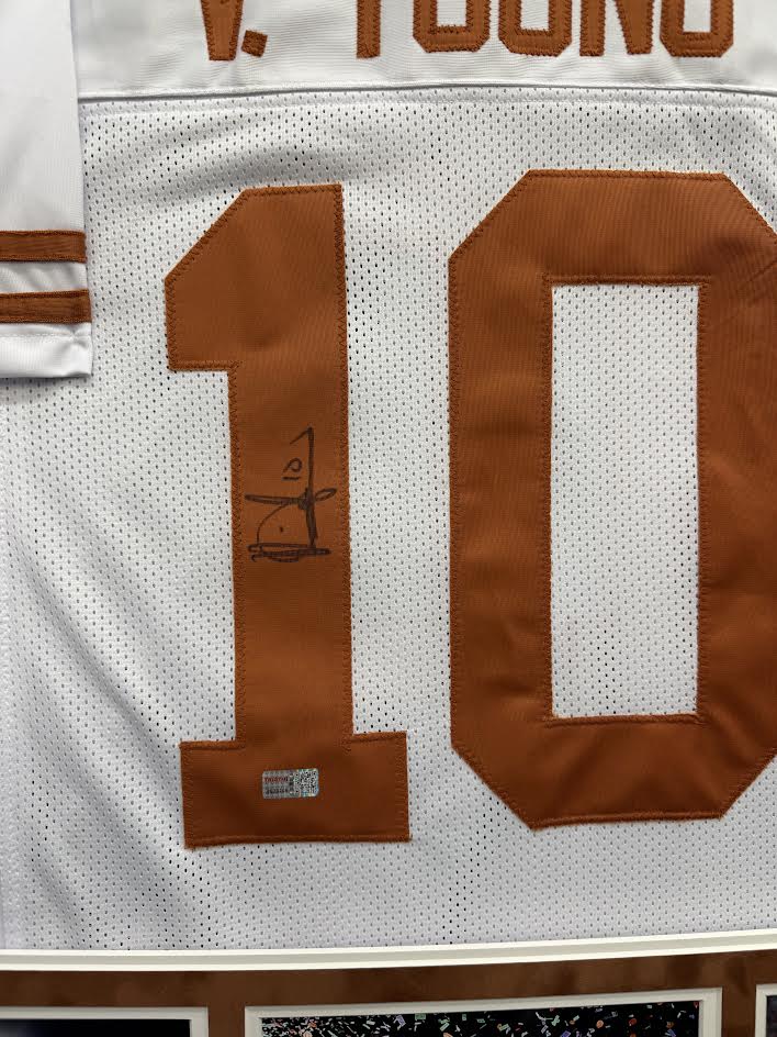 Vince Young Autographed Hand Signed Custom Framed Texas Longhorns Jersey - Tristar COA