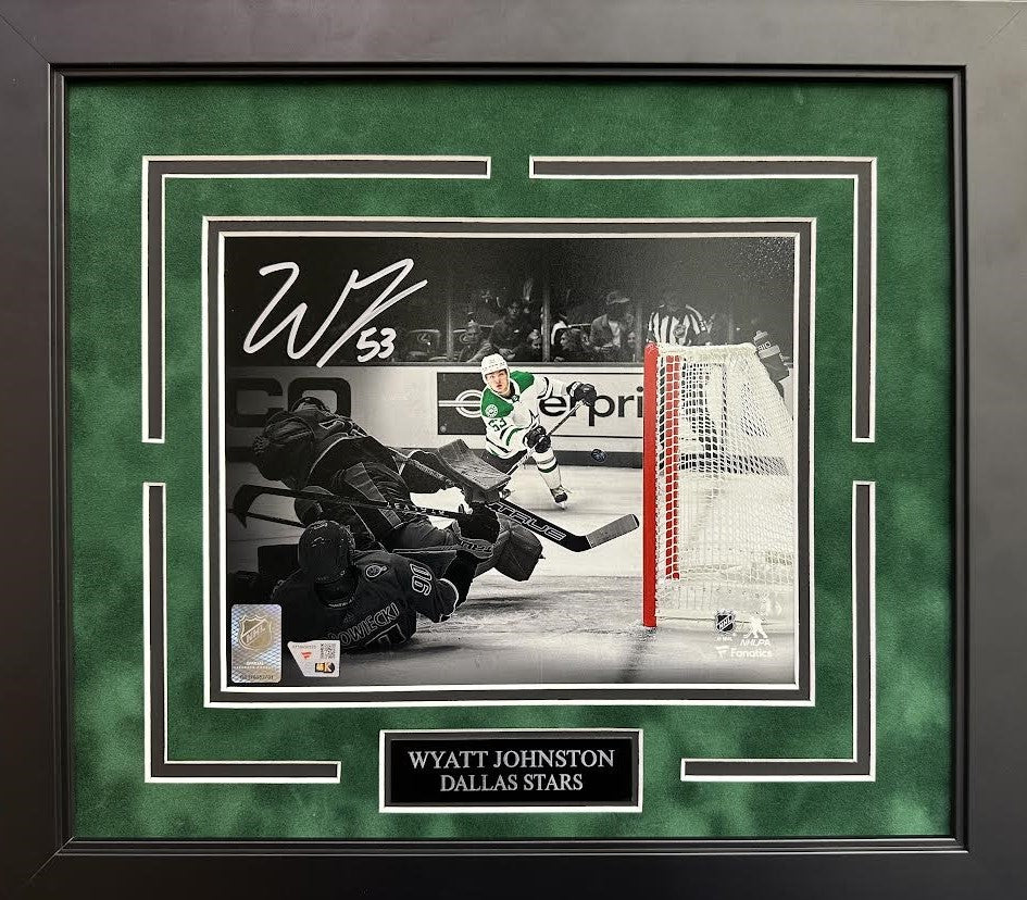 Wyatt Johnston Autographed Hand Signed Custom Framed 8x10 Dallas Stars Photo - Fanatics COA
