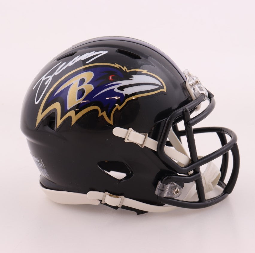flower football helmet Zay Flowers Autographed Hand Signed Baltimore Ravens Mini Helmet