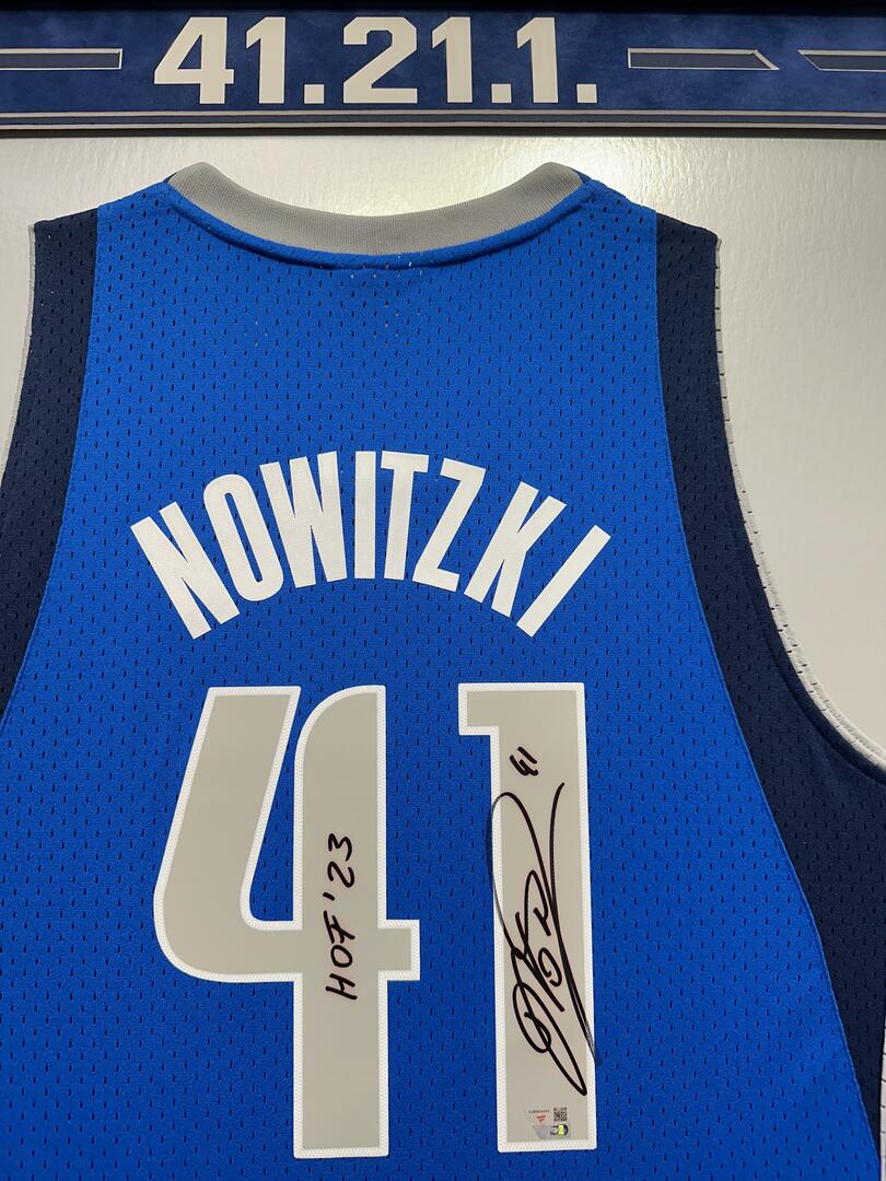 Dirk Nowitzki Autographed Hand Signed Custom Framed Dallas Mavericks Jersey W/ Inscription - Fanatics COA