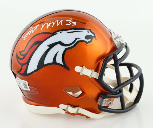 Javonte Williams Autographed Hand Signed Denver Broncos Flash Mini Helmet - Beckett COA