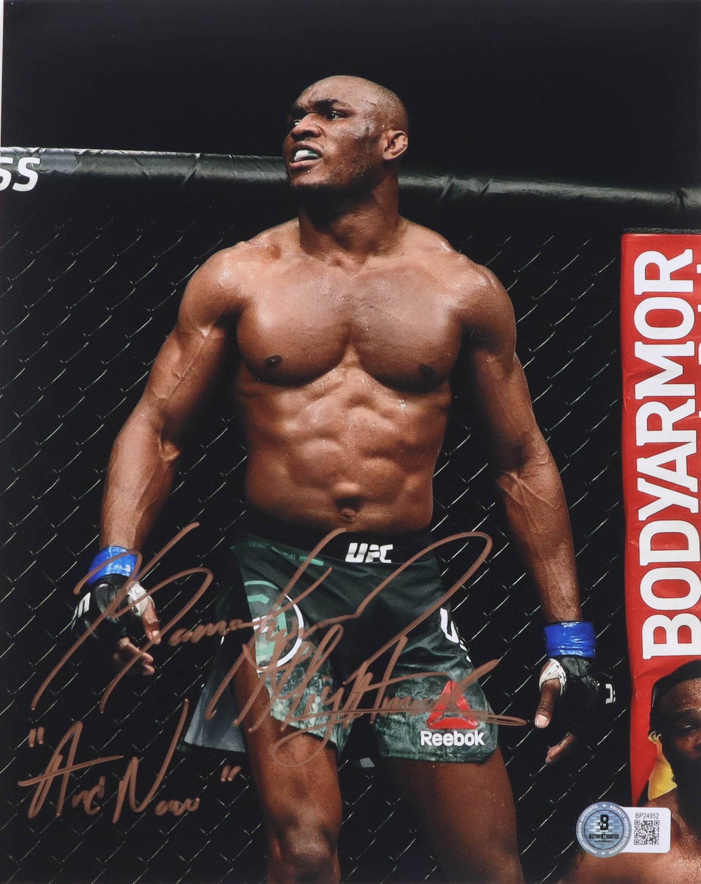 Kamaru Usman Autographed Hand Signed 8x10 UFC Photo w/ Insc. - Beckett COA