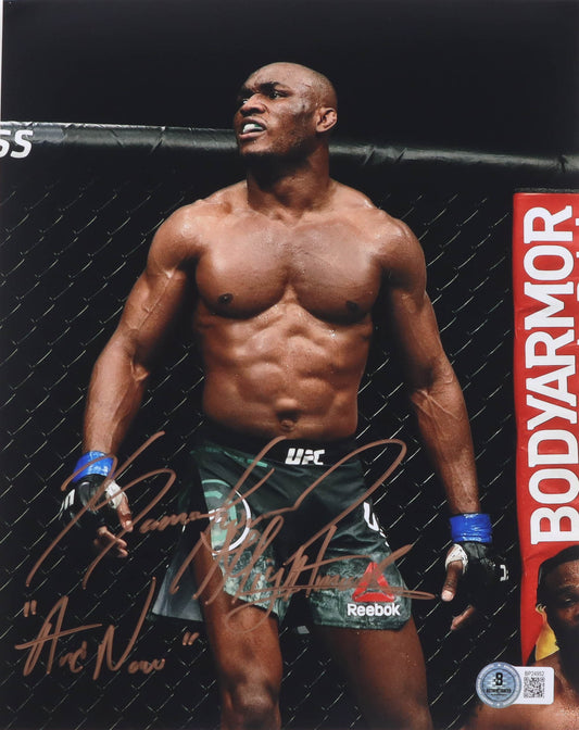 Kamaru Usman Autographed Hand Signed 8x10 UFC Photo w/ Insc. - Beckett COA