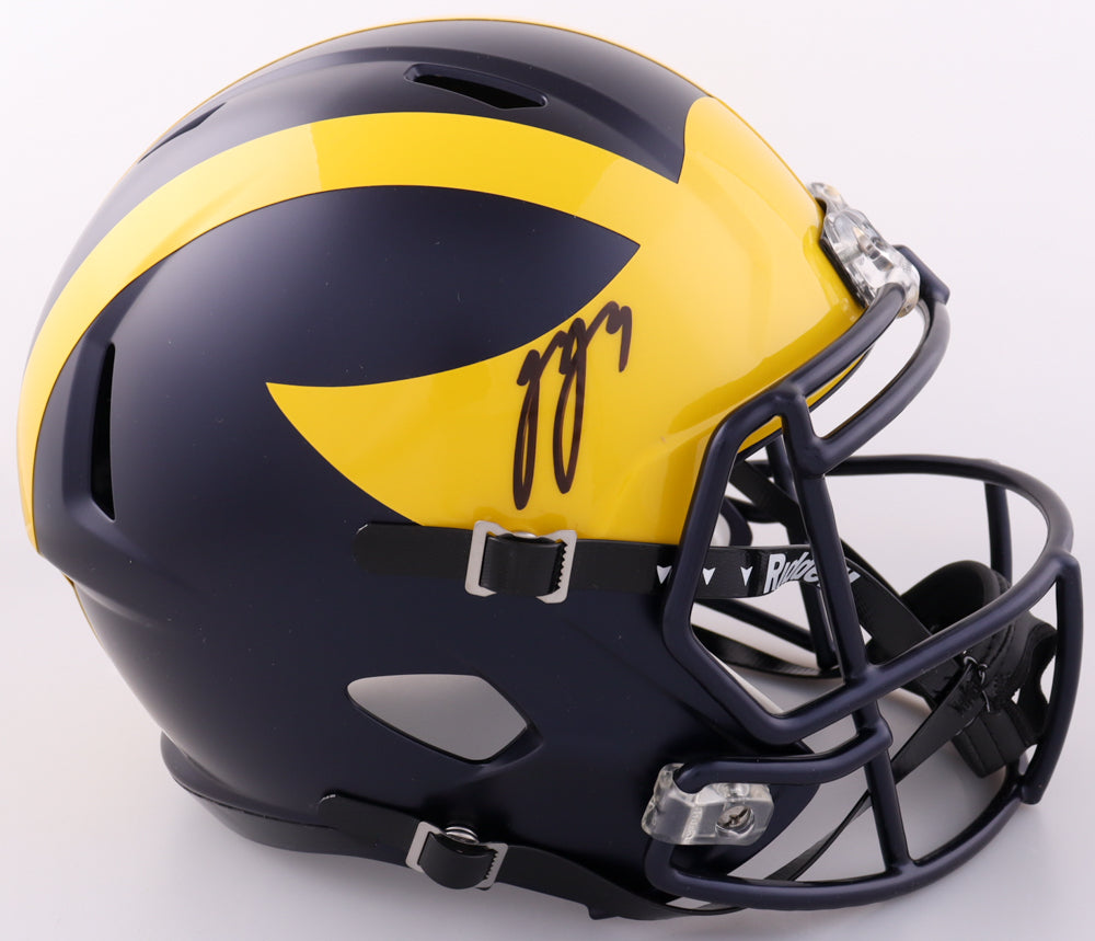 JJ McCarthy Autographed Hand Signed Full Size Replica Michigan Wolverines Helmet - Beckett COA