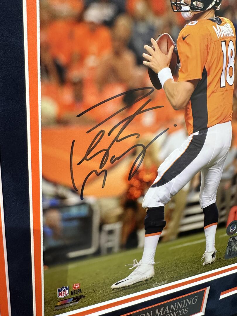 Peyton Manning Autographed Hand Signed Custom Framed 8x10 Denver Broncos Photo - Beckett COA