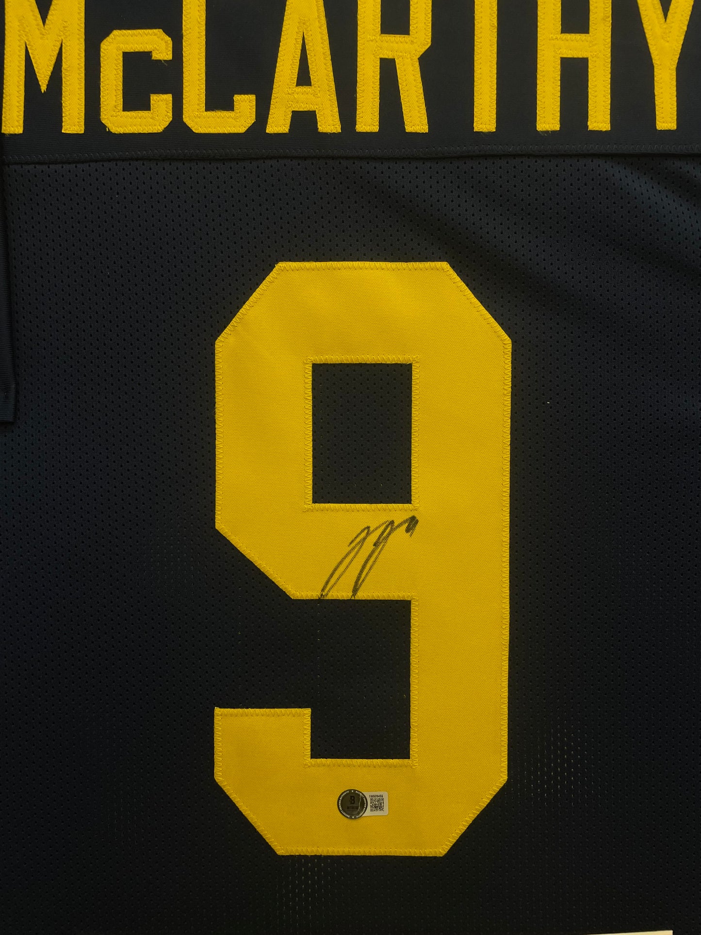 JJ McCarthy Autographed Hand Signed Custom Framed Michigan Wolverines Jersey - Beckett COA