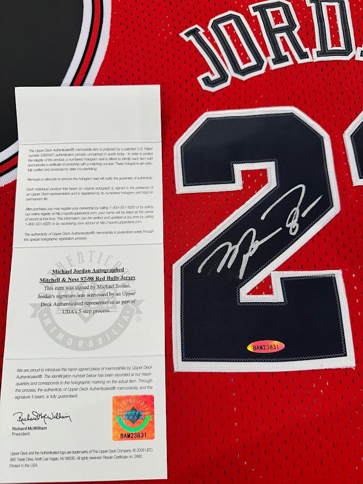 Michael Jordan Autographed Hand Signed Custom Framed Chicago Bulls Jersey - UD COA