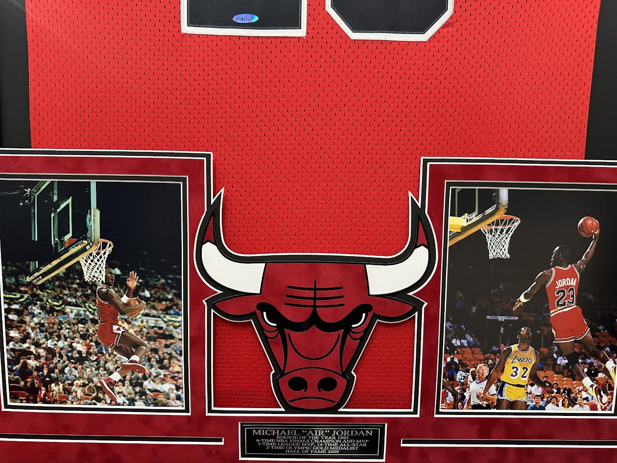 Michael Jordan Autographed Hand Signed Custom Framed Chicago Bulls Jersey - UD COA