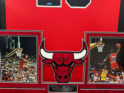 Michael Jordan Autographed Hand Signed Custom Framed Chicago Bulls Jersey - UD COA