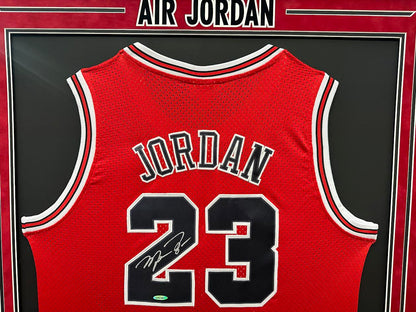 Michael Jordan Autographed Hand Signed Custom Framed Chicago Bulls Jersey - UD COA