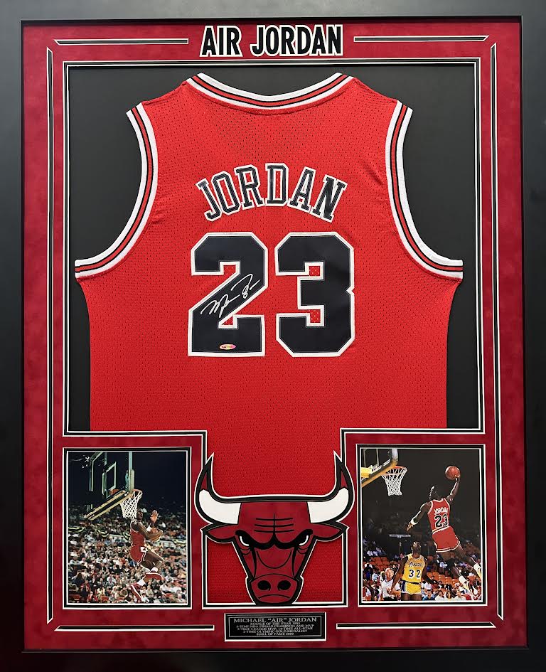 Michael Jordan Autographed Hand Signed Custom Framed Chicago Bulls Jersey - UD COA