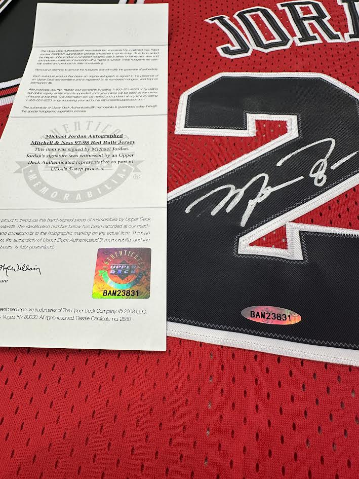 Michael Jordan Autographed Hand Signed Custom Framed Chicago Bulls Jersey - UD COA