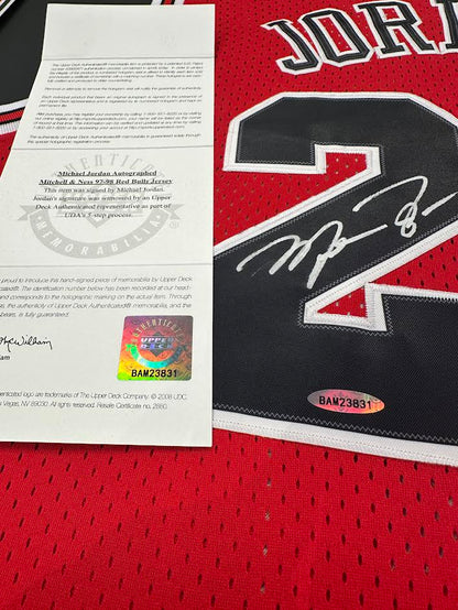 Michael Jordan Autographed Hand Signed Custom Framed Chicago Bulls Jersey - UD COA
