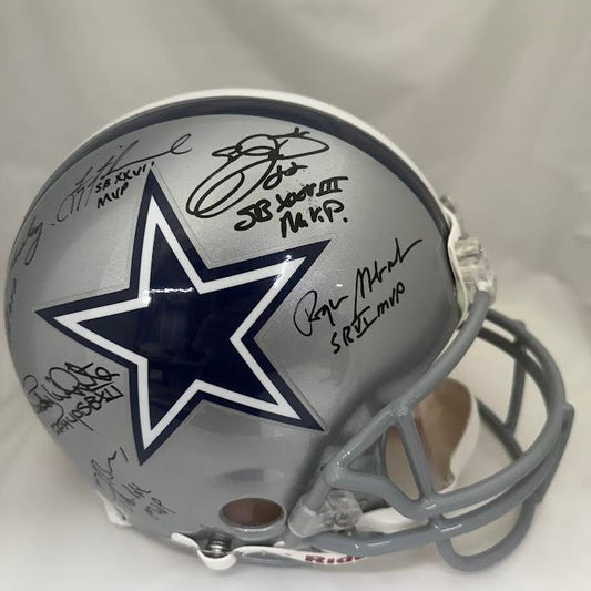 Dallas Cowboys Super Bowl MVPs Multi Signed Full Size Authentic Helmet - Player Holo