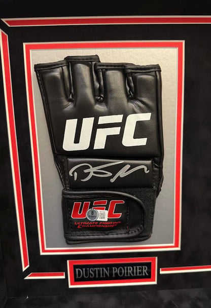 Dustin Poirier Autographed Hand Signed Custom Framed UFC Glove - Beckett COA
