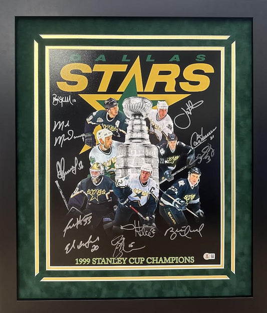 Dallas Stars 1999 Stanley Cup Champions Autographed Hand Signed Custom Framed 16x20 Photo - Beckett COA
