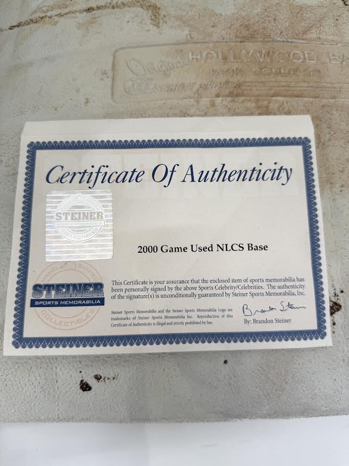 2000 Game Used NLCS Base - Steiner COA